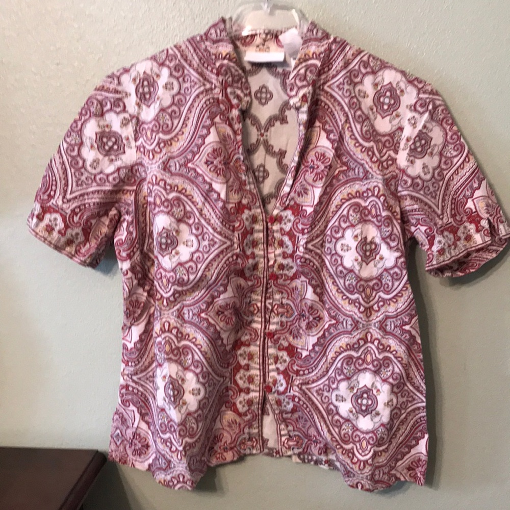 Liz Claiborne Paisley button front top-M